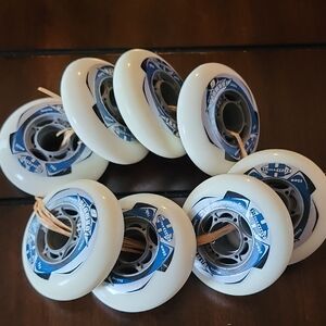 Hyperwheel White and Blue Indoor Hockey Formula G Wheels